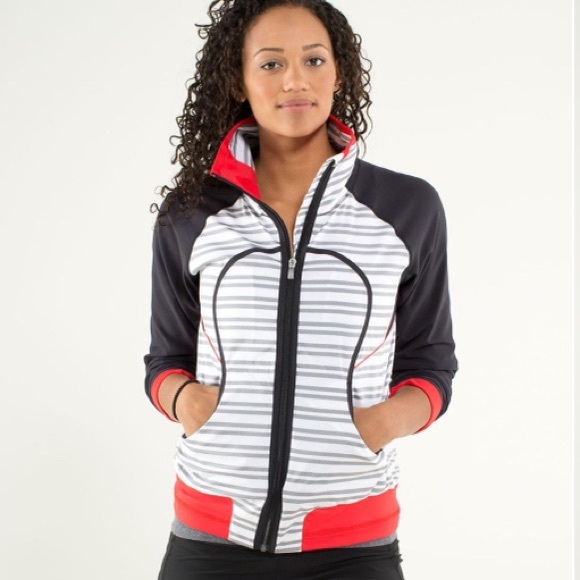 lululemon athletica Jackets & Blazers - lululemon athletica Black and Red Striped Jacket
